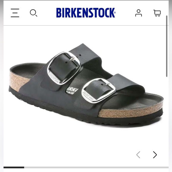 Birkenstock Shoes - Birkenstock Arizona Big Buckle sandals 37 slides black leather silver